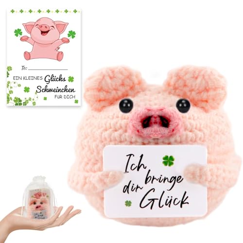 Audasi Glücksbringer Glücksschweinchen Kreative Gestrickte Wolle Mini Schwein Puppe und kleine Umarmung Lucky Charm Mutmacher Geschenk Gute Besserung Geschenk Glücksbringer Prüfungsgeschenk von Audasi