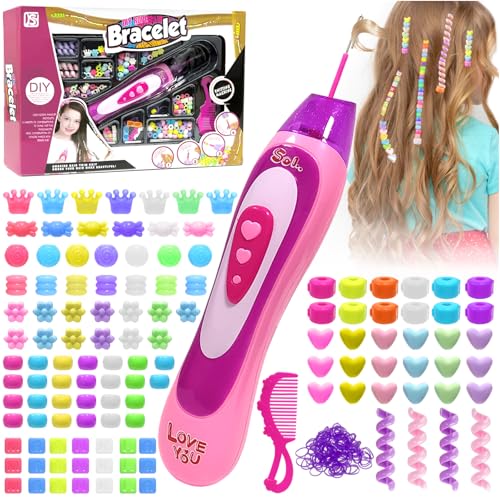 Audasi Haarflechtmaschine Mädchen Set, Haarschmuck Mädchen Haarflechtmaschine Geburtstagsgeschenk DIY Haarperlen Flechthilfe Haardekorations Set Make up Stil Werkzeugset Accessories Girls Toys von Audasi