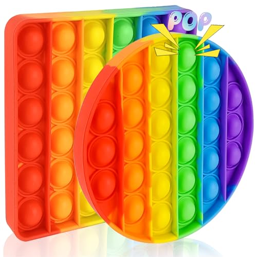 Audasi 2 Stück Poppit Sensory Fidget Toys Pop Push it Spielzeug zum Stressabbau und Anti-Stress Autismus Drückspiel Silikon Pop Bubble Spielzeug Autismus Antistress Spielzeug für Kinder Erwachsene von Audasi