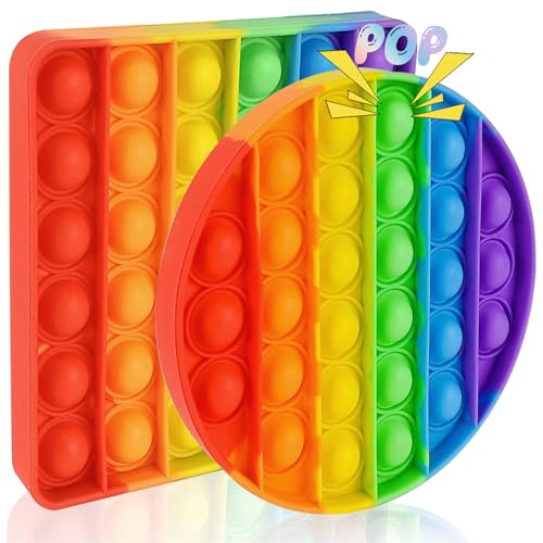 Audasi 2 Stück Push and POP Bubble Silikon Sensorisches Fidget Spielzeug Pop on It Anti-Stress-Stressabbau-Spielzeug Relief Angst Autismus Spielzeug für Kinder und Erwachsene von Audasi