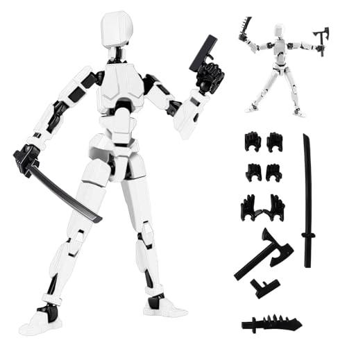 Audasi T13 Action Figure 3D Printed Multi-Jointed Movable Lucky 13 Roboter-Actionfigur Full Articulation for Stop Motion Animation für Menschen die Spielzeug mögen Erwachsene Kinder (weiß) von Audasi