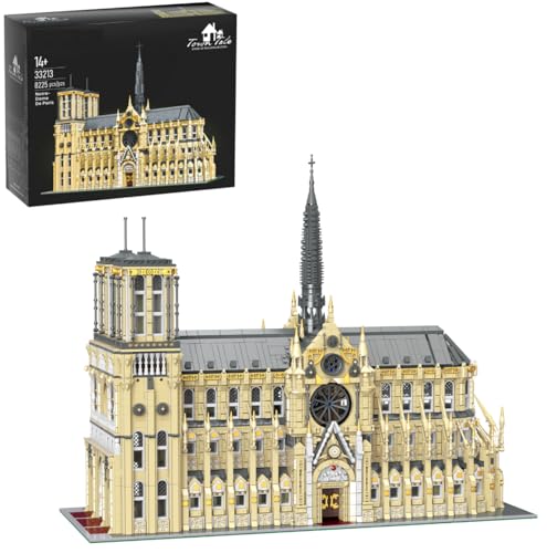 Auforua Architecture Notre-Dame de Paris, Modular Buildings, 8225 Teile Klemmbausteine Notre Dame de Paris groß Gebäude Modellbausatz, Sammlerstück für Erwachsene von Auforua