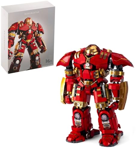 Auforua Technik Hulkbuster Modellbausatz mit LED Beleuchtung, 4123-tlg groß MOC Klemmbausteine Hulkbuster Set, Hulkbuster Bausteine Bausatz von Auforua