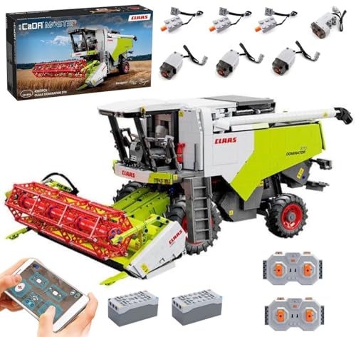 Technik Mähdrescher für CLAAS Dominator 370, Mit Motoren Set, 1:17 Groß Harvester Modellbausatz, 4567 Teile Klemmbausteine Traktor MOC Bausatz mit Bedruckte Steine, CADA C61508W von Auforua