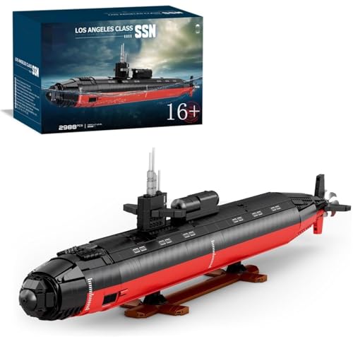 Auforua Technik Militär U-Boot Los Angeles-Class SSN Modell, 2988 Teile Klemmbausteine Uboot Bauset, 1:125 Groß U-Boot Modellbausatz von Auforua