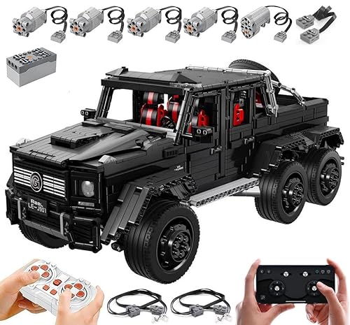 Technik 6x6 Auto Mit Motoren Set, 1:8 Groß Auto Modellbausatz, 3300 Teile Klemmbausteine Auto Bausteine MOC Set, Kompatibel mit Mercedes AMG G-Klasse Technik von Auforua