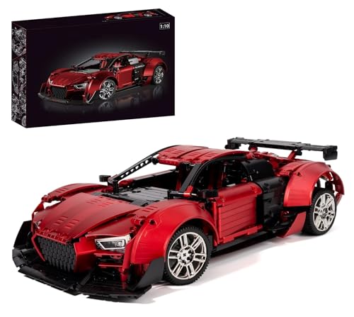 Technik Auto Aodi R8 Bausatz, 1:10 Groß Umbau Auto Modellbausatz, 2641 Teile Klemmbausteine Auto MOC Set, Kompatibel mit Audi R8 Technik Auto von Auforua