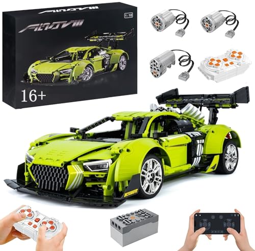 Technik Auto Umbau für Aodi R8, Mit Motoren Set, 1:8 Groß Auto Modellbausatz, 2641 Teile Klemmbausteine Auto MOC Set, Kompatibel mit Audi Technik Auto von Auforua