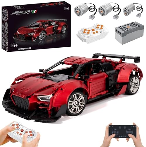 Technik Auto Umbau für Aodi R8, Mit Motoren Set, 1:8 Groß Auto Modellbausatz, 2641 Teile Klemmbausteine Auto MOC Set, Kompatibel mit Audi Technik Auto von Auforua