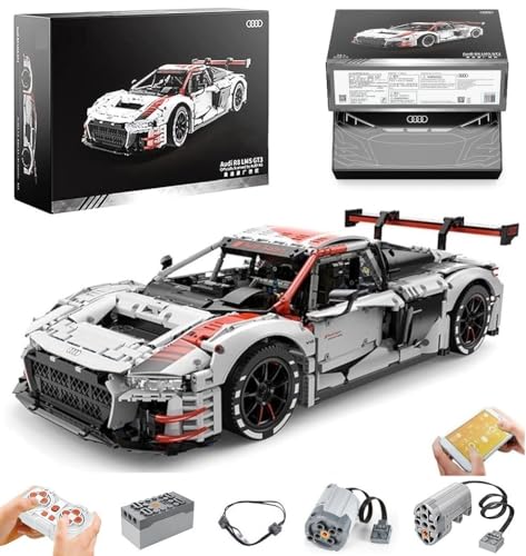 Technik Auto für Audi R8 LMS GT3, Mit Motoren Set, 1:8 Groß Auto Modellbausatz, 3314 Teile Klemmbausteine Auto MOC Set, Kompatibel mit Audi R8 Technik Auto von Auforua