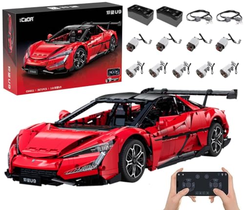 Technik Auto für CADA Yangwang U9 C64011W, Mit 9 Motoren Set und LED Licht, App Steuerung, 1:8 Groß Automodell Bausatz, 3671 Teile Klemmbausteine Auto MOC Set mit Bedruckte Steine Technik Auto für CADA Yangwang U9 C64011W, Mit 9 Motoren Set und LED Licht, App Steuerung, 1:8 Groß Automodell Bausatz, 3671 Teile Klemmbausteine Auto MOC Set mit Bedruckte Steine von Auforua
