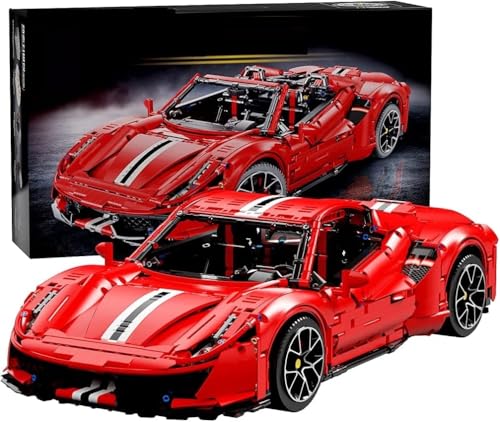 Technik Auto für Farrari 488, 1:8 Groß Modellbausatz, 3608 Teile Klemmbausteine Auto MOC Bausteine Set, Kompatibel mit Ferrari Technik von Auforua