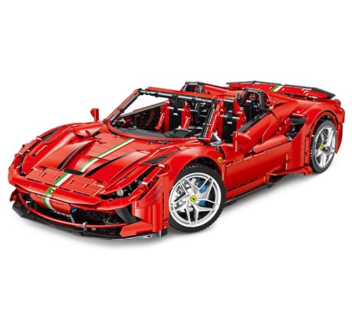 Technik Auto für Farrari F8 Tributo, 1:8 Groß Auto Modellbausatz, 3781 Teile Klemmbausteine Auto Bausteine MOC Bausatz, Kompatibel mit Ferrari Technik Auto von Auforua