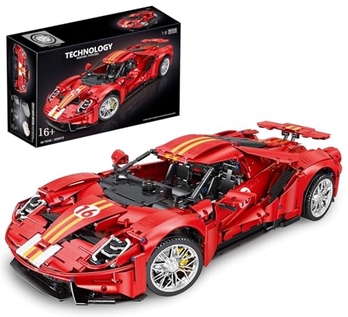 Technik Auto für Forde GT, 1:8 Groß Auto Modellbausatz, 3056 Teile Klemmbausteine Auto Bausteine MOC Bausatz, Kompatibel mit Ford GT Technik Auto von Auforua