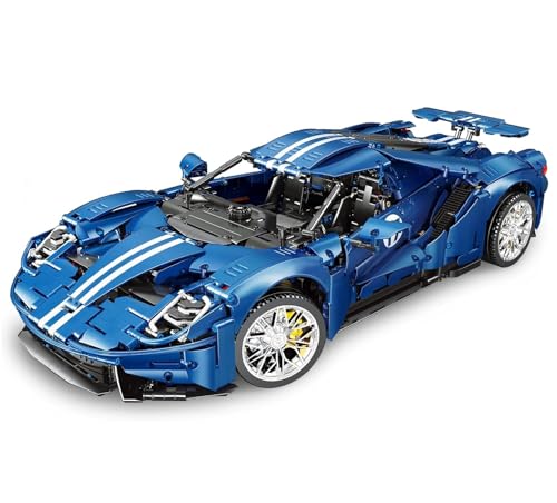 Technik Auto für Forde GT, 1:8 Groß Auto Modellbausatz, 3056 Teile Klemmbausteine Auto Bausteine MOC Bausatz, Kompatibel mit Ford GT Technik Auto von Auforua