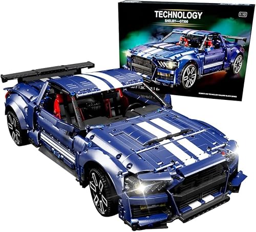 Technik Auto Modellbausatz, 1:10 Groß Auto Modellbausatz, 2814-tlg Klemmbausteine Auto Bauteine MOC Set, Kompatibel mit Ford Mustang Shelby GT500 Technik Auto von Auforua