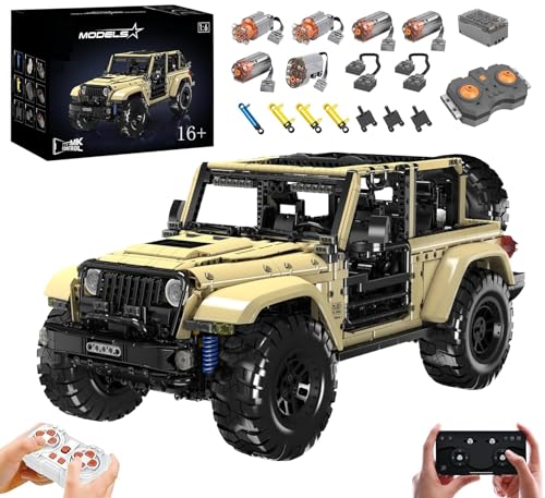 Technik Auto für Jeepe Wrangler, 1:6 Groß Auto Modellbausatz, 3621 Teile Klemmbausteine Auto MOC Set, Kompatibel mit Jeep Wrangler Technik von Auforua