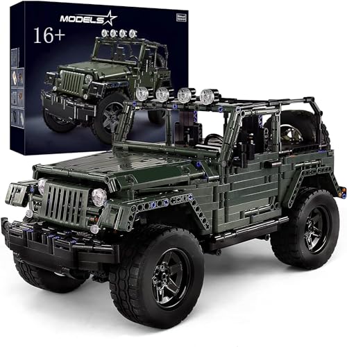 Technik Auto für Jeepe Wrangler, 1:8 Groß Auto Modellbausatz, 2078 Teile Klemmbausteine Auto MOC Set, Kompatibel mit Jeep Wrangler Technic Auto von Auforua