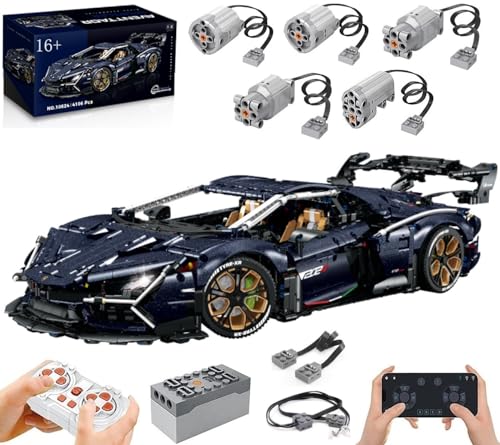 Technik Auto für Lambo Modell, Mit Motoren Set, 1:8 Groß Modellauto Bausatz, 3851 Teile Klemmbausteine Auto MOC Set, Kompatibel mit Lambor Technik von Auforua