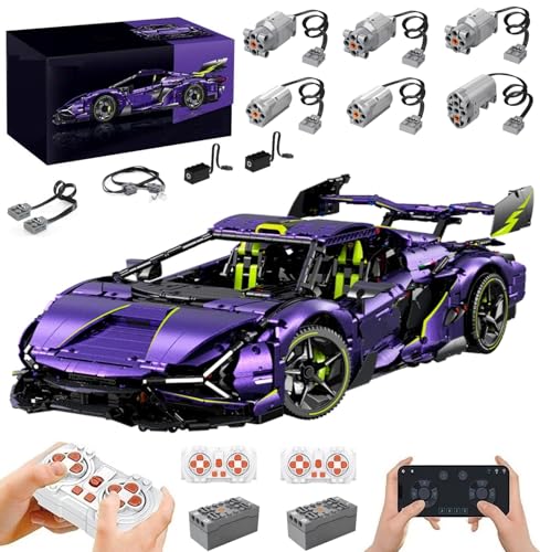 Technik Auto für Lambo Sian Rennauto, Mit Motoren Set, 1:8 Groß Modellauto Bausatz, 3654 Teile MOC Klemmbausteine Set, Kompatibel mit Lambo Technik Auto von Auforua