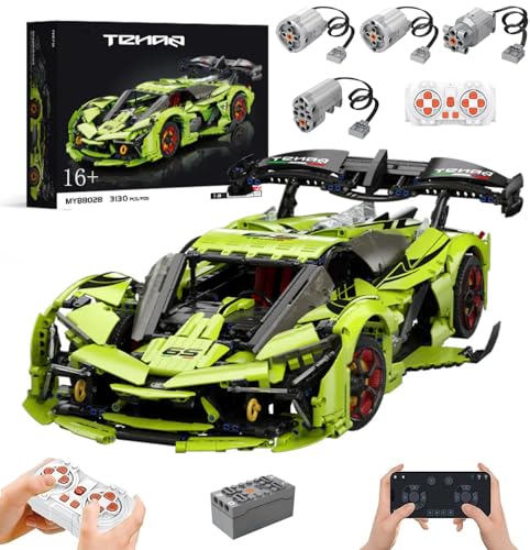 Technik Auto für Lambo Terzo Millennio GTR, Mit Motoren Set, 1:8 Groß Auto Modellbausatz, 3130 Teile Klemmbausteine Auto MOC Set, Kompatibel mit Lamborghini Technic Auto von Auforua