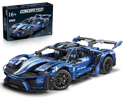 Technik Auto für Le Mansory Forde GT, 1:8 Groß Auto Modellbausatz, 3624 Teile Klemmbausteine Auto MOC Bausatz, Kompatibel mit Ford GT Technik Auto von Auforua