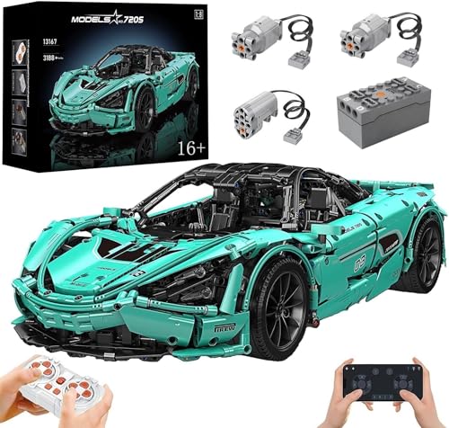 Technik Auto für MaLaren 720S, Mit Motoren Set, 1:8 Groß Auto Modellbausatz, 3188 Teile Klemmbausteine Auto MOC Set, Kompatibel mit McLaren Technic Auto von Auforua