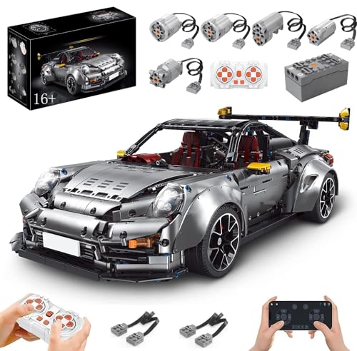 Technik Auto für Porscher GT2 RS, Mit Motoren Set, 1:8 Groß Auto Modellbausatz, 3389 Teile Klemmbausteine Technik Auto MOC Set, Kompatibel mit Porscher Technik Auto von Auforua