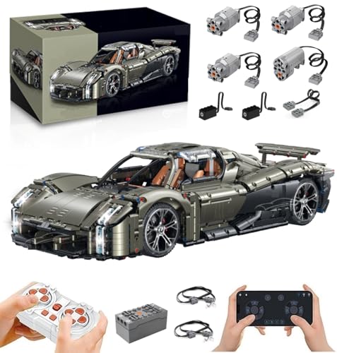 Technik Auto für Porschor Mission X, Mit Motoren Set, 1:8 Groß Auto Modellbausatz, 4056 Teile Klemmbausteine Auto MOC Set, Kompatibel mit Porschor Technik Auto von Auforua