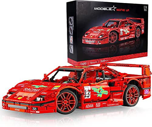 Technik Auto Farrari F40 Bausatz, 1:10 Groß Auto Modellbausatz, 2688 Klemmbausteine MOC Bauset, Technik Auto Bausteine von Auforua