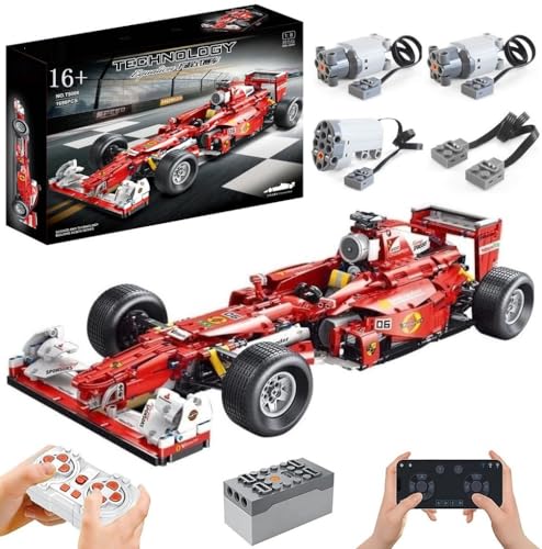 Technik F1 Auto für Farrari F138, Mit Motoren Set, 1:8 Groß Formel 1 Auto Modellbausatz, 1698 Teile MOC Klemmbausteine Auto Bausatz, Kompatibel mit Ferrari Technik F1 Auto von Auforua