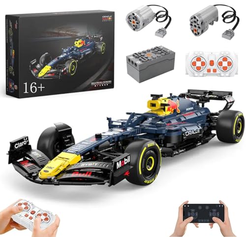 Technik F1 Auto für Red Bull RB19, Mit Motoren Set, 1:8 Groß Formel 1 Auto Modellbausatz, 2509 Teile Klemmbausteine Set von Auforua