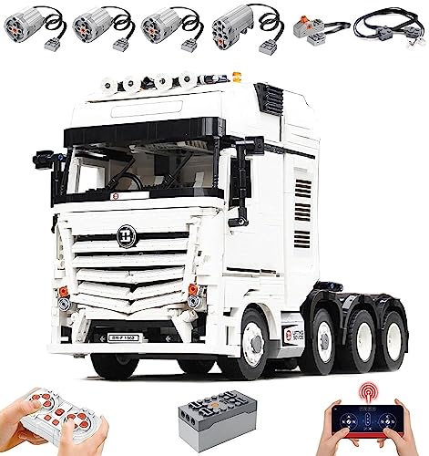 Auforua Technik LKW mit Motoren Set, 2949 Teile Klemmbausteine Technik LKW Groß MOC Set, Kompatibel mit Mercedes Arocs LKW Technik von Auforua