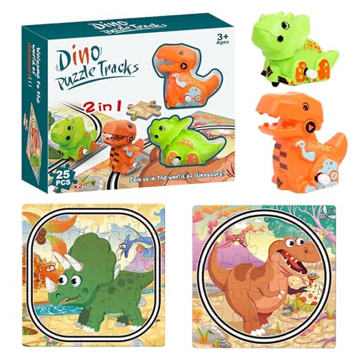 Aufquwk Auto-Track-Puzzle-Spielzeug,Auto-Track-Puzzle für Kinder - Dinosaurier-Rennstrecke - Schienenauto-Spielset für Kinder ab 3 Jahren, pädagogisches Puzzlespielzeug mit Autos, von Aufquwk