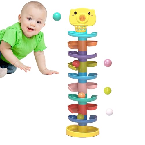 Aufquwk Ballrutschspielzeug, Ballrampenspielzeug,Rollwirbelturm - Buntes, langlebiges, schönes, lustiges Neuheits-Ball-Drop-Tower-Logikspiel, STEM-Pädagogisches Geschenk für Kinder von Aufquwk