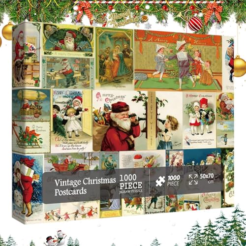 Aufquwk Countdown-Kalender-Puzzle-Spielzeug, Weihnachts-Countdown-Postkarten-Puzzle | Weihnachten Advent Countdown Postkartenpuzzle 1000 Teile | Interaktives Eltern-Kind-24-Tage-Spielzeug für von Aufquwk