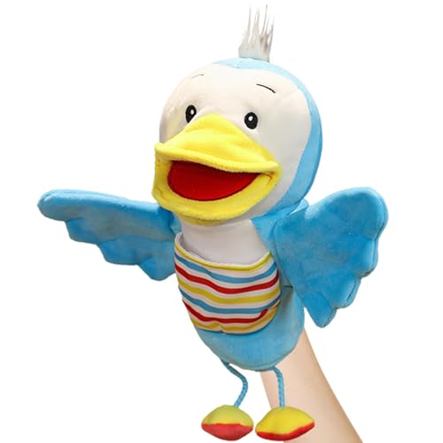 Aufquwk Ente Handpuppe,Plüsch Handpuppen,Interaktives Spielzeug mit Cartoon-Ente | Tierisches blaues Stofftier, tragbares Anime-Spielzeug für Heimdekoration, Rollenspiele, Entspannen, Umarmen von Aufquwk