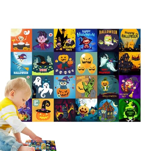 Aufquwk Fröhliches Halloween-Puzzle,Halloween-Puzzle für Kinder | Countdown-Geister-Puzzle,Puzzlespiel, Halloween-Adventskalender-Rätsel, interaktive Denkaufgabe, Belohnungen für das von Aufquwk