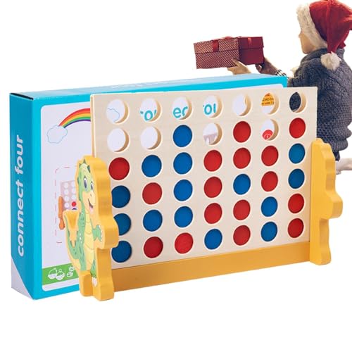 Aufquwk Holz-Schach-Set, Schach-Set für Kinder,Hölzernes 4-in-A-Linien-Spielset - 4-in-Einer-Reihe-Tischspielset, klassisches Brettspiel mit 4 Reihen für Strategie-Brettspiele von Aufquwk