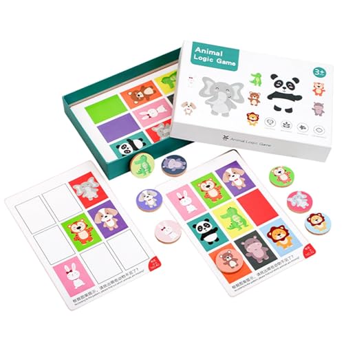 Aufquwk Kombiniere Tier-Track-Karten für Kinder, Tier-Match-Spiel - Tierfamilien-Matching-Spiel - Logikspiele, Tierpositionsordnung, Lernspielzeug, Kartenspiel für und Mädchen von Aufquwk