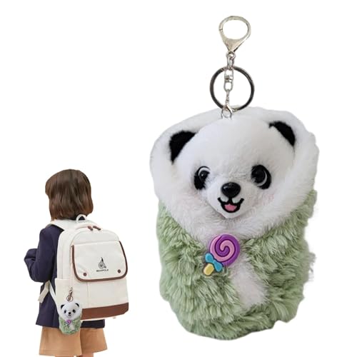 Aufquwk Panda-Plüsch,Panda-Stofftier - Plüsch-Panda-Schlüsselanhänger - Panda-Schlüsselanhänger, Panda-Stoffspielzeug, Tier-Panda-Plüschpuppen-Kissenspielzeug für, lustige von Aufquwk