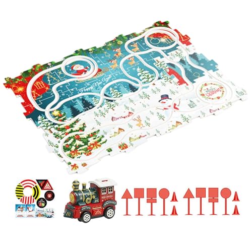 Aufquwk Puzzle-Autobahn,Puzzle-Autobahn-Spielset | Cartoon-Puzzle-Schienenspielzeug, Puzzle-Eisenbahnwagen - Innovatives Puzzle-Auto, Spielzeugauto-Puzzlebahn für Kinder, und Mädchen von Aufquwk