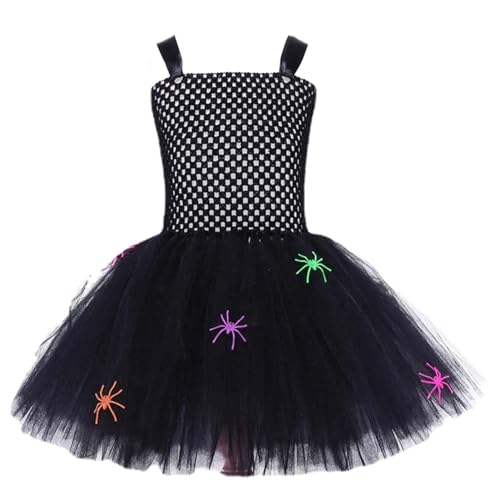 Aufquwk Schwarzes Hexen-Tutu, Hexenkleider für Mädchen | Kinder Schwarzes Kleid Hexe Tutu | Maschinenwaschbares Tutu-Hexenkostüm, hautfreundliche, weiche Anziehkleidung für Bühnenshows von Aufquwk