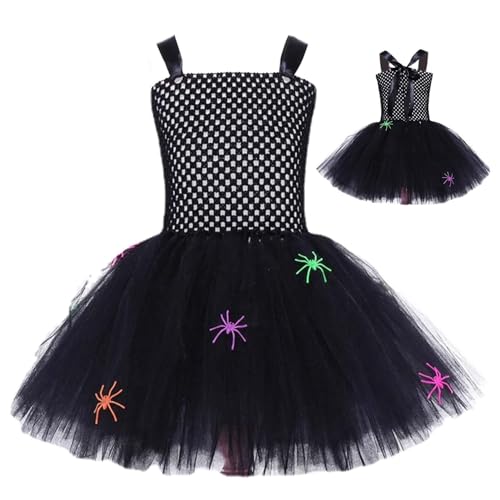 Aufquwk Schwarzes Hexenkleid für Kinder, Hexen-Tutu-Kleid,Kinder Schwarzes Kleid Hexe Tutu | Maschinenwaschbares Tutu-Hexenkostüm, hautfreundliche, weiche Anziehkleidung für Bühnenshows von Aufquwk