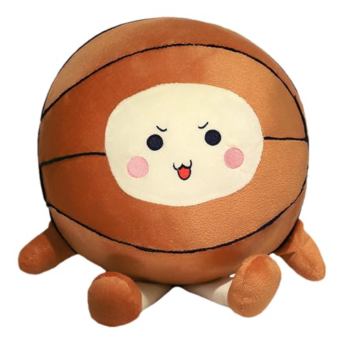 Aufquwk Sportkissen,Basketball-Plüsch, Süßes Plüsch-Basketball-Puppenkissen, 25 cm großer gemütlicher Basketball mit Füßen, weiches Stoffpuppenspielzeug für Kinder und Erwachsene, Heimdekoration für von Aufquwk