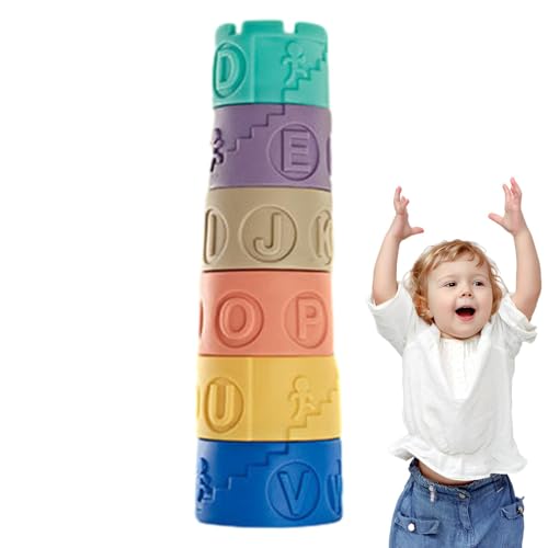 Aufquwk Stapelspielzeug für Kleinkinder,Stapelspielzeug für Babys - Interaktive Bauspielzeug-Stapelblock-Sets | Lern- und Bildungsspielzeug, pädagogisches Balancierspielzeug für Kindergeburtstage von Aufquwk