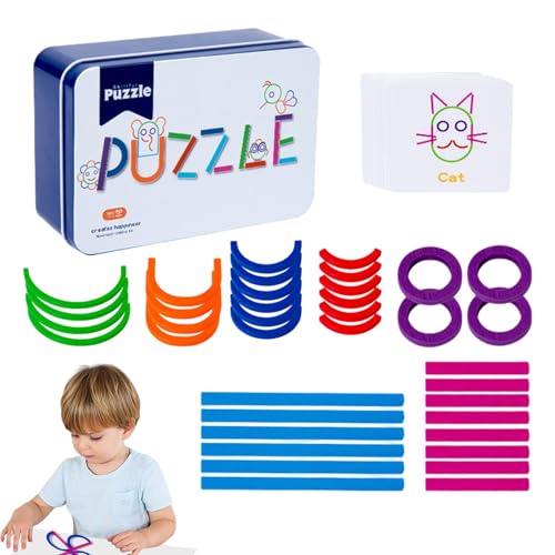 Aufquwk Stöcke-Ringe-Puzzle-Spielzeug,Puzzle-Stäbchen-Ringe-Puzzle,Kreatives Puzzle mit Stöcken und Ringen aus Holz - Holzstäbchen, Ringe, Blöcke, Stielspielzeug für Kinder ab 3 Jahren, Weihnachten von Aufquwk