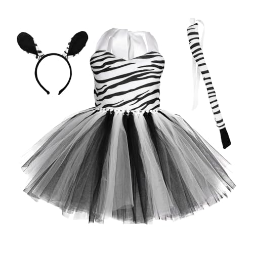 Aufquwk Tierkostüm für Kinder, Tierzebra-Cosplay-Kostüm,Kleinkindkostüm ärmellos - Zebra-Print-Outfit Tierkostüm für Mädchen von Aufquwk