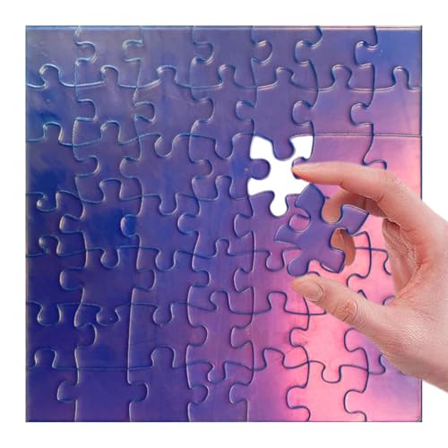 Aufquwk Unmögliches Puzzle, klares schweres Puzzle, Transparentes, Nicht wiederholbares, schwieriges Acryl-Puzzle, Farbwechselnde Acrylpuzzles, einzigartiges schillerndes 49-teiliges transparentes von Aufquwk