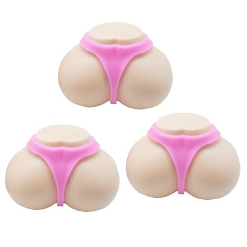 Hüftförmiges Stressball, 3 Stück Superweiche Po-Stressbälle Für Erwachsene, Gummi-Bum-anti Stress Spielzeug, Kreative Sensorische Quetschspielzeuge Fidget Toys Für Strumpffüller (zufällige Farbe) von Aufquwk